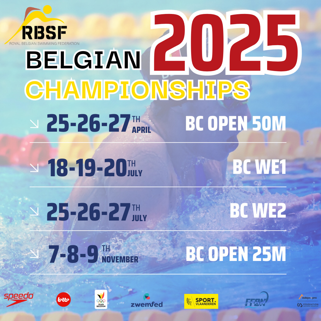 Dates Championnats de Belgique de natation 2025